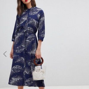 Warehouse - feather printed midi shirt dress